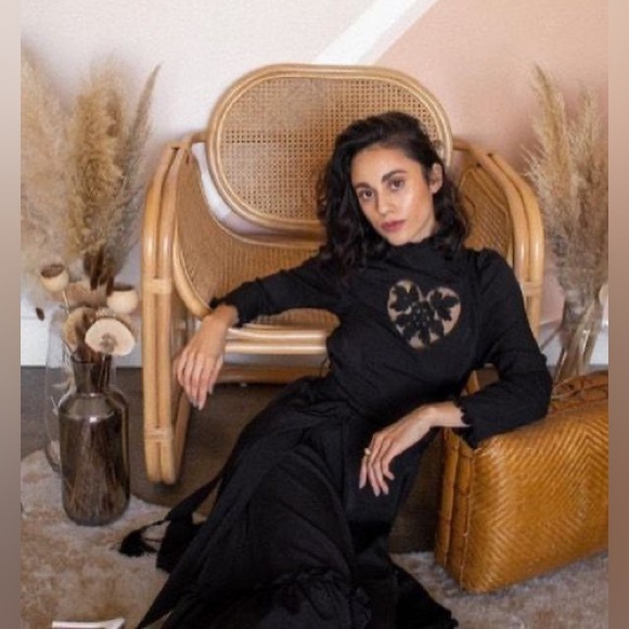 New KristinIt Black Velvet Sirsna Embroidered Heart Mini Dress Women’s Large - Picture 13 of 13